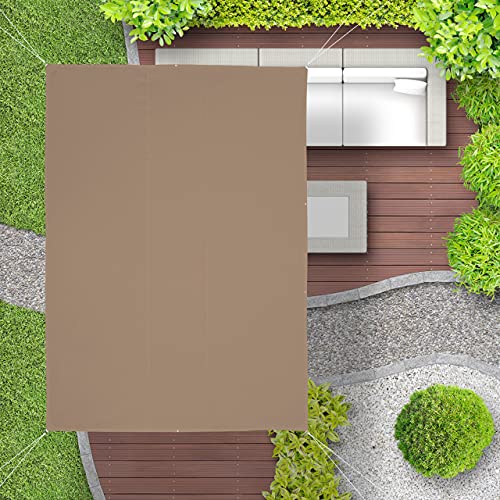 Relaxdays Rectangular Sun Shade Sail 3 x 4 m Water Resistant UV Protection with Guy Ropes (Coffee)