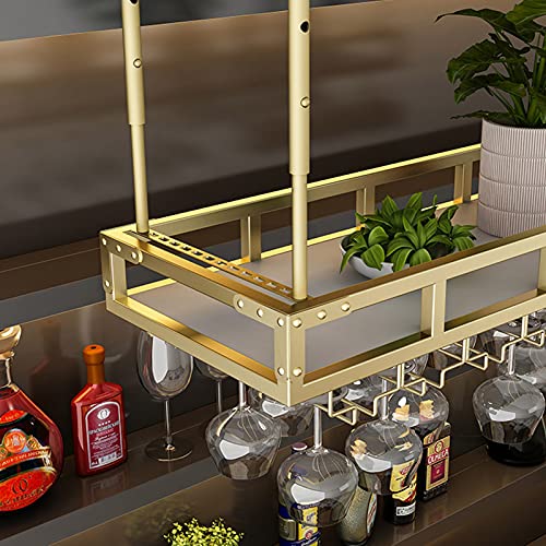 KEppd Wine Rack Wall Mounted - Wine Shelf Wine Racks Adjustable Height Ceiling Mounted Hanging Wine Bottle Holder Metal Iron Wine Glass Rack for