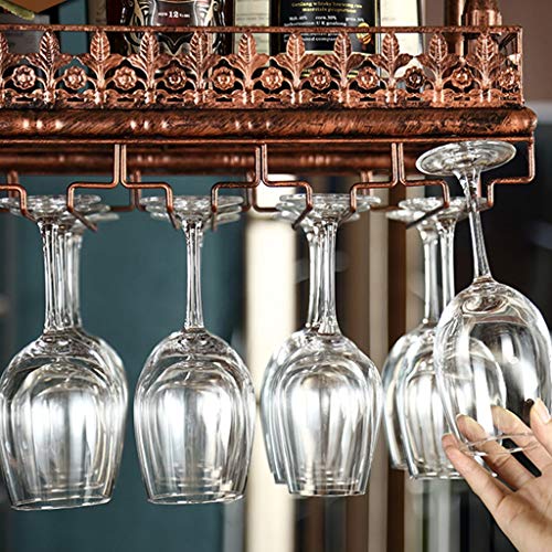 PIBM Wrought Iron Double Wine Rack Upside down Fashion Creative Wine Glass Rack Hanging Wine Cabinet Wine Rack Wall Hanging Red Fashion Creative
