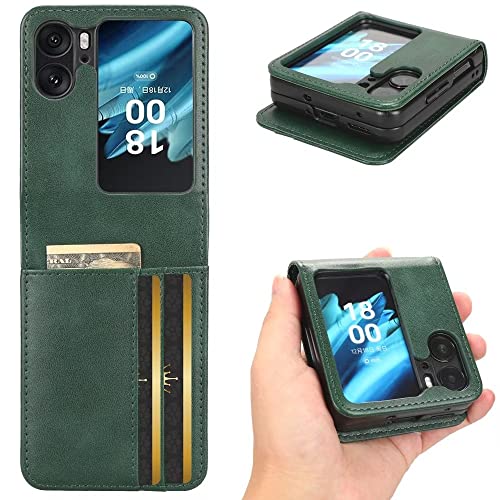 KRjcsfhy Case for OPPO Find N2 Flip 5G Wallet Case wtih Card Holders, PU Faux Leather Back Cover + Hard PC Protective Shell Thin Phone Case for O
