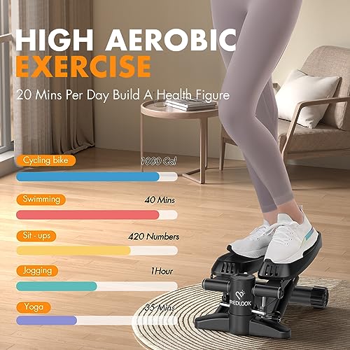 Mini Mute The Sound Stair Stepper,300LBS Loading Capacity, with LCD Monitor Floor mat Resistance Rope Hydraulic Fitness Stepper for Home Desk or