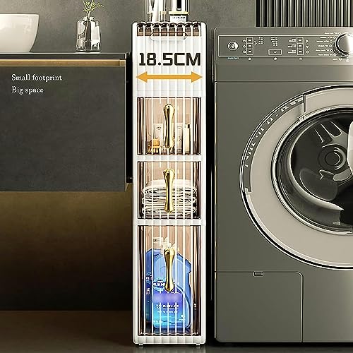 OPSREY Bathroom Floor Storage Cabinet With Transparent Drawers narrow Slender And Tall Movable Towel Storage Rack Side Independent Rolling Device