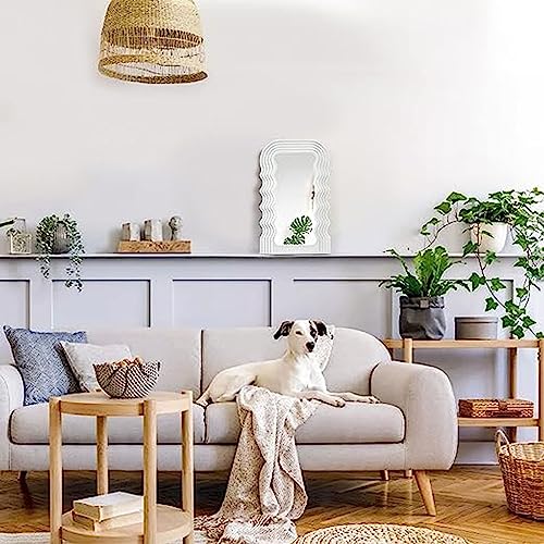 Mokoze Wavy Mirror Irregular Border 16.06"x10" Makeup Mirror for Wall-Mounted and Dressing Table Mirrors,Room Decor for Living Room Bedrooms and