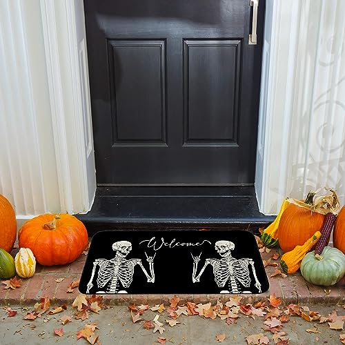 SANHUDSD Halloween Door Mat Horror Skull Welcome Mat Scary Entry Rug Non-Slip Welcome Door Mat Indoor Outdoor Entrance Rug Halloween Party Decor