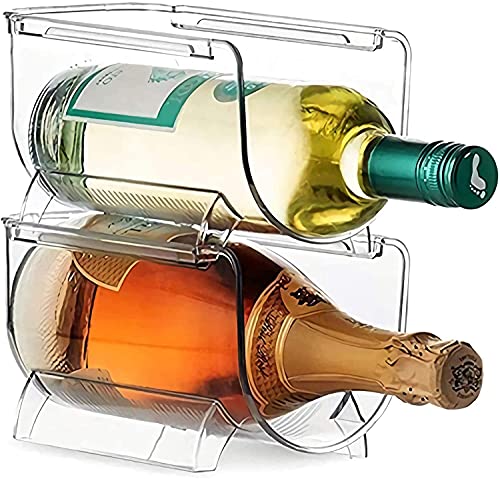 MSYU Plastic Free-Standing Water Bottle and Wine Rack Storage Organizer for Kitchen Countertops, Table Top, Pantry, Fridge - Stackable, Each Rack