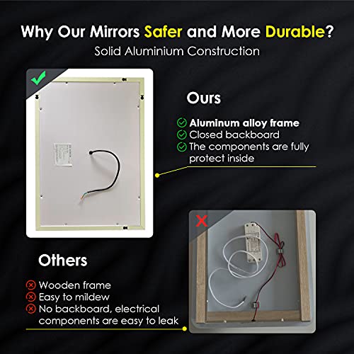 ELEGANT Illuminated LED Bathroom Mirror with Lights and Shaver Socket Magnifying Mirror 500 x 700 mm Button Switch