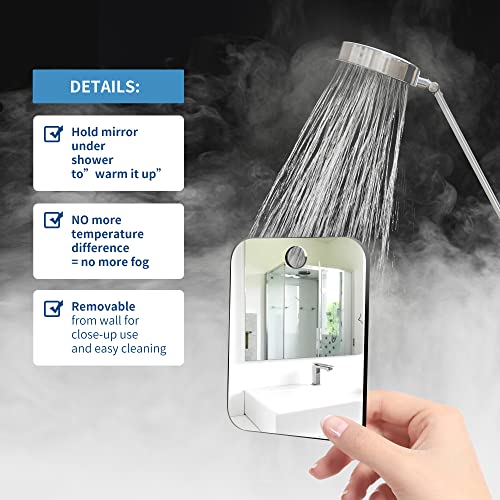 Shatterproof Shower Mirror Fogless For Shaving Mirror (Medium,2 Pack,8"x6")80% Cheaper Than Original,Unbreakable Deluxe Plexiglass Makeup Travel