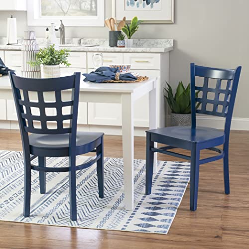 Linon Vanna Dining Side Chair, Solid Beechwood, Navy Blue