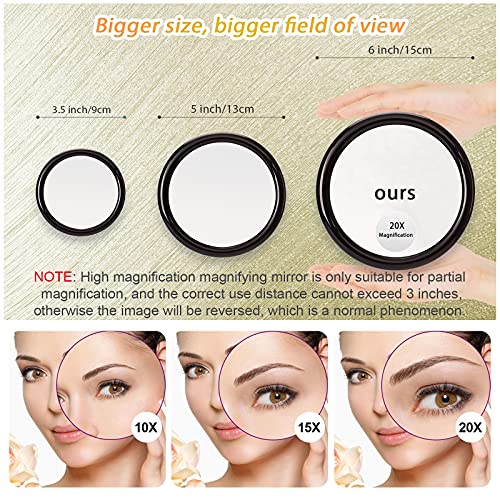 MIYADIVA Magnifying Mirror with Suction Cups - 20X Magnification for Precise Makeup Application and Eyebrow Tweezing, Portable and Compact Travel