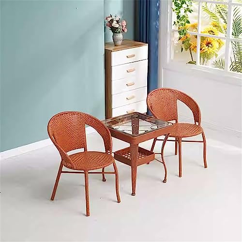 JHKZUDG 3-Piece Rattan Garden Furniture Set, Outdoor Wicker Dining Set Conversation Table Chairs,Patio Bistro Set with Glass Table And 2 Chairs,f