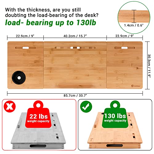 JOSHMAR Treadmill Laptop Desk – Premium Walking Desk Connected with Riser, Cup and Phone Holder. Adjustable Ergonomic Bamboo Treadmill Laptop Hol