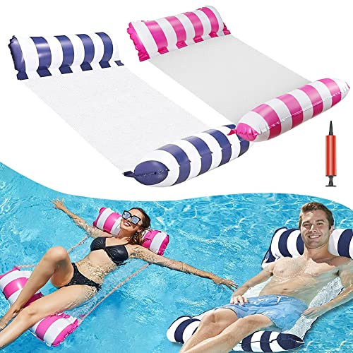 Govfrey 2 Pack Pool Inflatable Water Hammock,Pool Float for Swimming Hammock, Lilo Pool Inflatables Multi Purpose Pool Hammock Floating Beach Mat