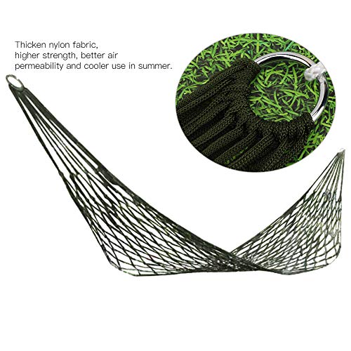 Single Person Mesh Hammock, Thicken Nylon Fabric Camping Hammock Multi-functional Hammock Hammock Sleeping Net Bed for Hiking with Rope for Outdo
