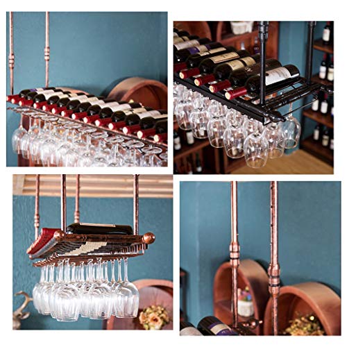 Inverted Wine Rack Simple Style Retro Wrought Iron Metal Multi-Function Living Room Display Wine Rack Ceiling Wine Rack - Restaurant Kitchen Bar