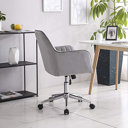 Hironpal Office Chair for Home,Velvet Executive Ergonomic Swivel Chair with Armrests and Back Support for Reception Home Office Furniture Grey