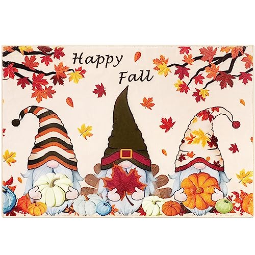 Cekene Fall Pumpkin Doormat Indoor Entrance 2x3 Rug Non Slip Small Area Rug Washable Gnome Entryway Rug Soft Floor Mats for Doorway Bathroom Bedr