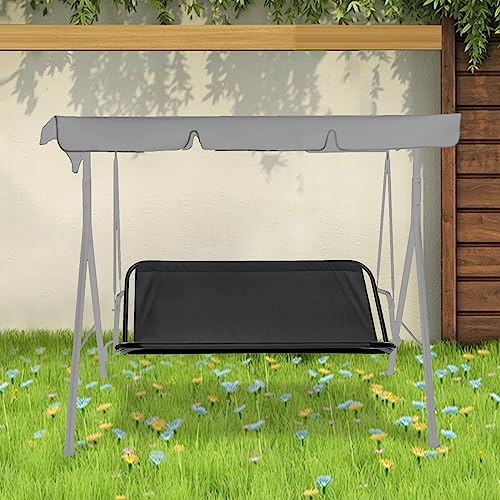 Hollywood Swing Replacement Roof 210x145cm, 600D Replacement Cover Garden Swing 3 Seater, 2 Tunnel Loops 100% Polyester for Garden Swing Roof Tar