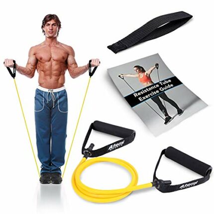 Resistance Band with Handles | Free Resistance Band Door Anchor & PDF Exercise Guide | Resistance Tubes for Women or Men | Stretch Resistant Band