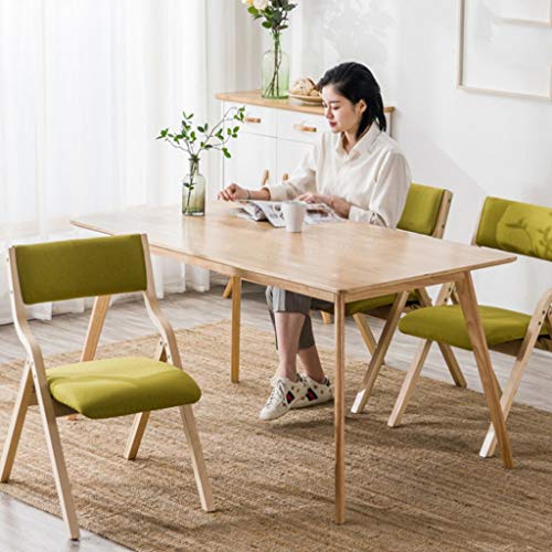 DINGZZ Solid Wood Folding Chair, Dining Chair Upholstered Thick Seat, Home Cotton and Linen Chair