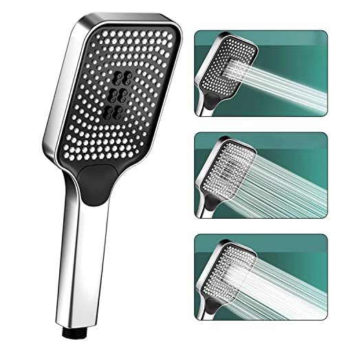 Kimhanro Hand Shower Head, Universal High Pressure Bathroom Square Shower Head, Bath Powerful 3 Spray Modes Handheld Showers for Low Water Pressu
