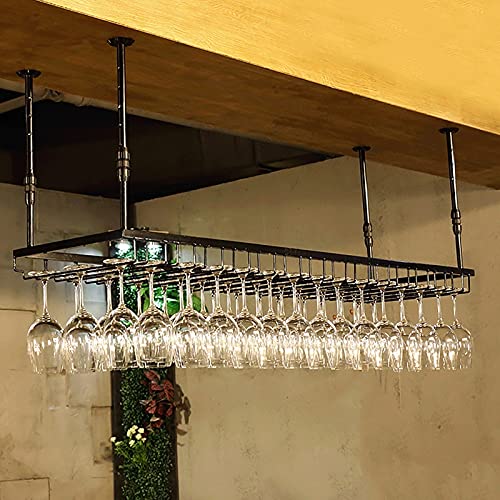 EYLINK Wine Rack Free Standing Hanging Wine Glass Rack Ceiling Upside Down Wine Bottle Rack Kitchen Restaurant Bar Cup Storage Rack Home Decorati