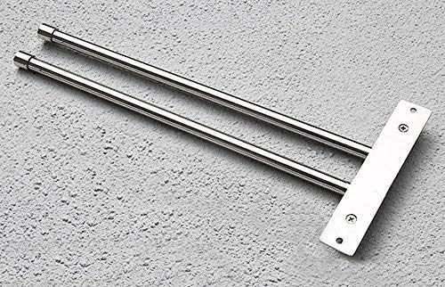 BTSKY™ New Wall-Mounted Stainless Steel Bathroom Kitchen Towel Rack Holder with Extra Long 2 Bars Swivel Bars