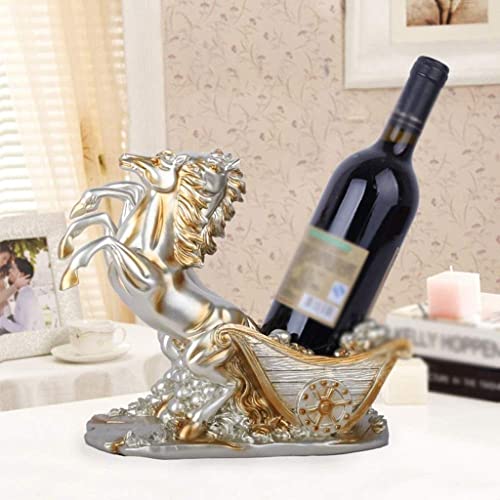 NEOCHY European Champagne Double Horse Car Wine Rack Decoration Bottle Stand, Fashion Rack Single Bottle Tabletop Holder for Home Decor