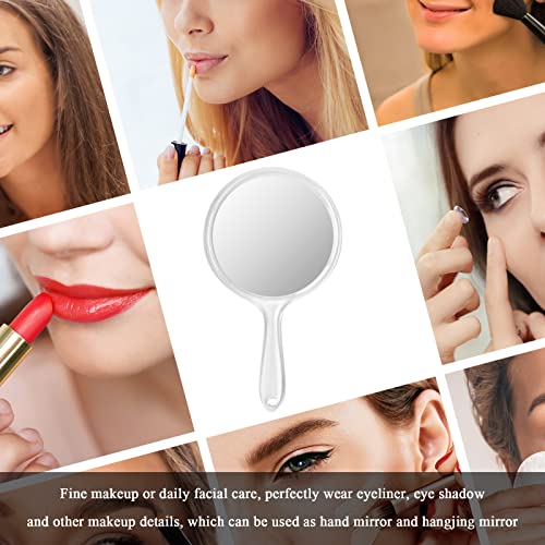Hand Mirror Double Sided Mirror 1X/3X Magnifying Vanity Mirror Round Shape Handheld with Handle for Women Daily Makeup Portable