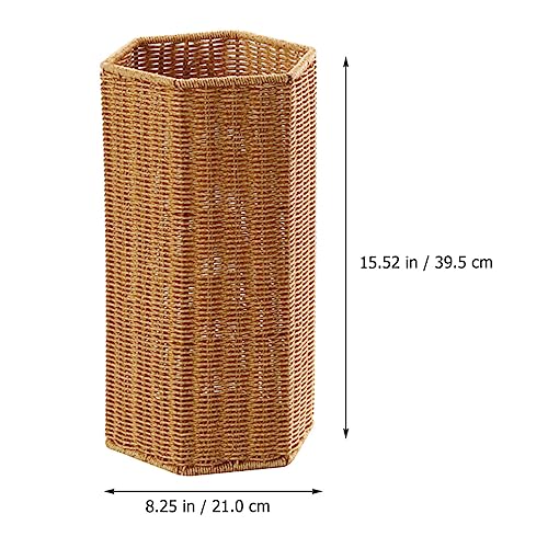 OSALADI Yoga Mats Woven Umbrella Stand Rattan Basket Freestanding Canes Walking Sticks Holder Umbrella Basket Tall Basket Floor Woven Bucket for