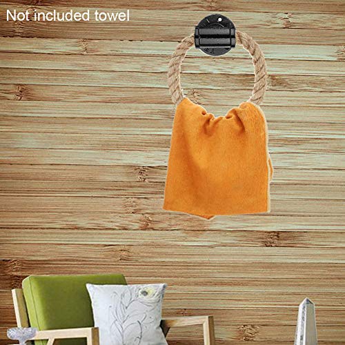 Alicer wall towel ring, vintage hand towel ring, cast iron wall towel holder with hemp cord, industrial style, bathroom toilet rope rack