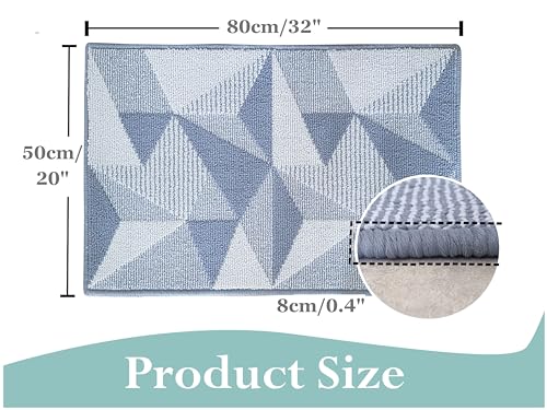 QUOKKADOO Door Mat Indoor Non-slip, Washable, Dirt-Trapper 50 x 80 cm Grey, Front Door Back Door, Super Absorbent