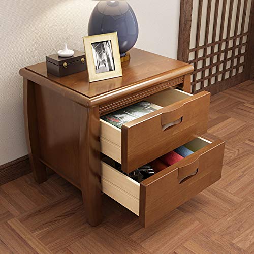 N/A Solid Wood Double Drawer Design Bedside Table, Mini Antique Simple Bedside Table