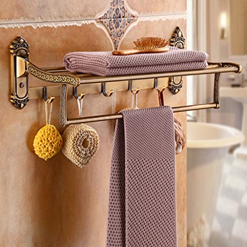 HIGOH Towel Racks, Bathroom Towel Rack Wall Mounted Towel Holder,Bathroom Towel Rack,European Antique Bathroom Rack,Hardware Bath Towel Holder/Co