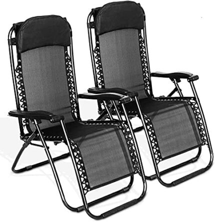 1 Click Buy 2X Folding Reclining Garden Deck Adjustable Chair Sun Lounger Zero Gravity