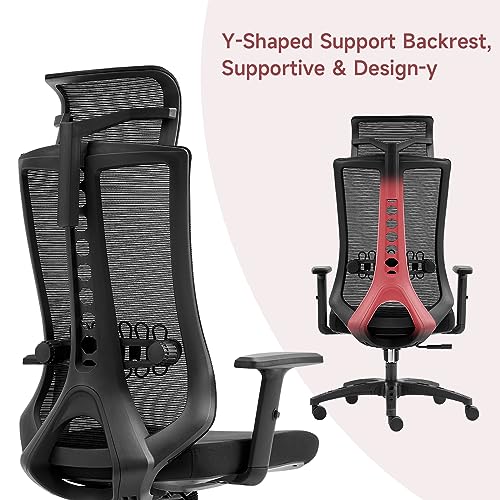 Office Chair with Armrest-Egonomic Highback Office Chair-Meshback Heavy Duty Desk Chair with 3D Adjustable Lumbar Support & Armrest 135° Rocking
