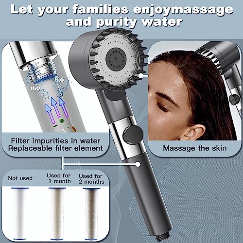 Shower Head high-Pressure 4-Mode Electric Shower, Handheld Shower Head, Adjustable spa Shower Head, Latest Powerful Shower Head, Equipped with 1.