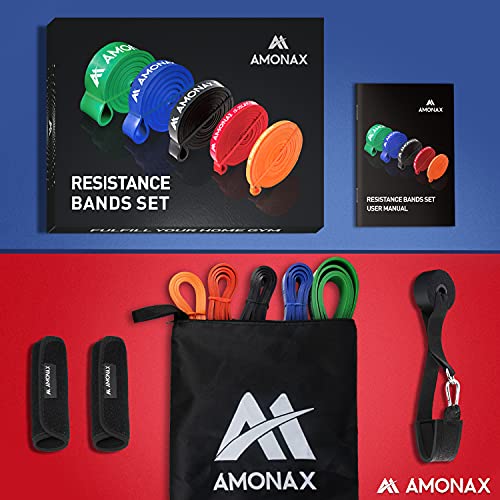 Amonax Assisted Pull Up Band Set Strength Training Equipment Attachment Resistance Bands Men, Home Gym Fitness Workout Power Bands, Long Loop Ass