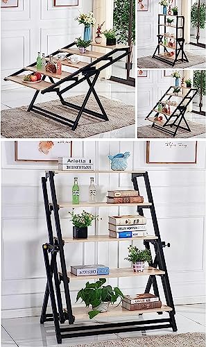Multifunctional Shelf, Extendable Dining Table, Folding Dining Table, Deformed Telescopic Bookshelf, Space Saving Convenient Storage Kitchen Tabl