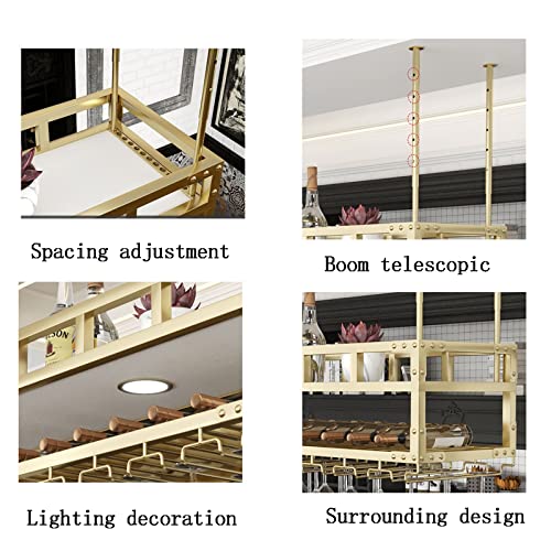 SUCHETA Wine Rack Ceiling Wine Rack Suspension Wine Glass Holder Wine Bottle Holder Overhead Garage Storage Hanging Plant Shelf Wall Mount Shelf