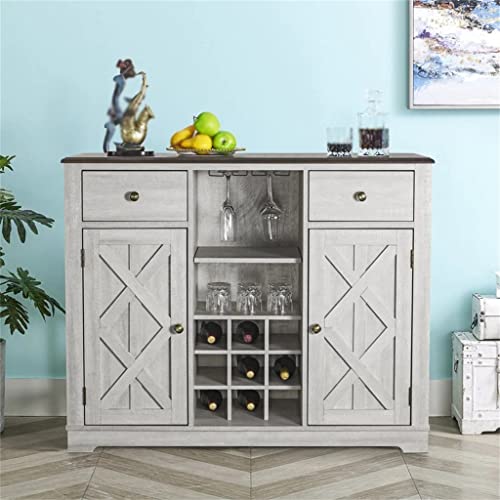 DSHGDJF Kitchen Sideboard With X-Shaped Sliding Doors And Storage Shelves Wine Cooler Wooden Storage Buffet For Kitchen