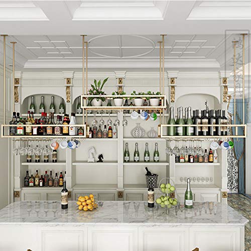 EMISOO Wine Rack Wall Mounted - 3 Packs Wine Glass Holder, Ceiling Hanging Wine Bottle Holder, Simple Style Ceiling Decoration Shelf for Bars, Re