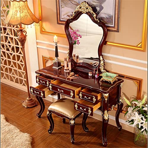 maozi Solid Wood Dressing Table Vanity Table Bedroom Dressing Cabinet Princess Oak Carved Dressing Table