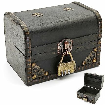 Treasure Chest Money Box Treasure Chest Wood 15 x 10 x 10 cm Treasure Chest with Lock Treasure Chest Wooden Treasure Chest Wooden Box with Lid St
