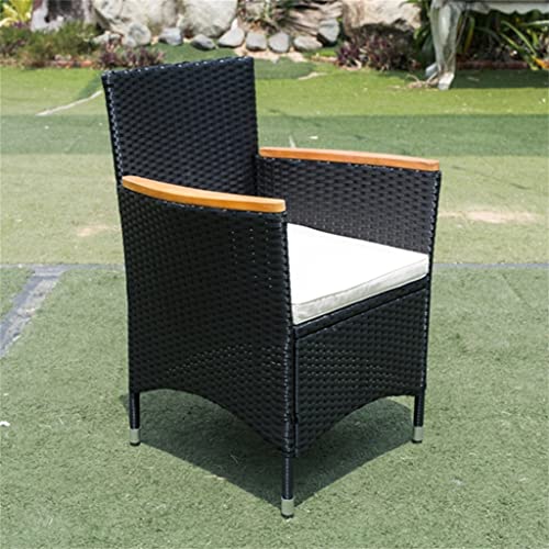 TFIIEXFL Acacia Wood Top 7 Piece Outdoor Patio Wicker Dining Set Patio Wicker Furniture Dining Set Exterior