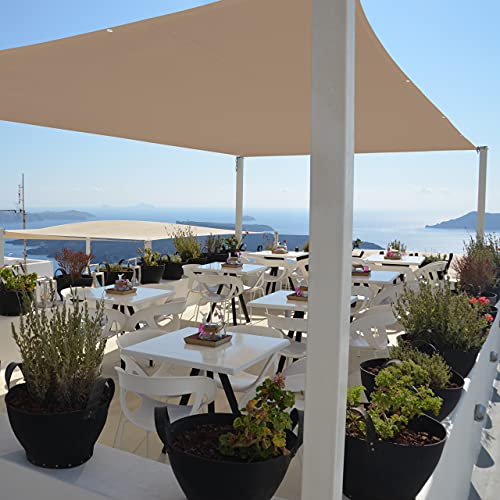 Relaxdays Rectangular Sun Shade Sail 3 x 4 m Water Resistant UV Protection with Guy Ropes (Coffee)