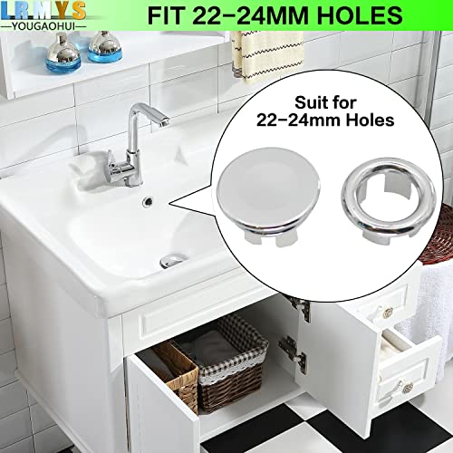 LRMYS Wash Basin Overflow Ring Set, Chrome Plating Round Overflow Hole Cover for Bathroom Kitchen Sink Toilet Washing Basin, 6 Pack 3 Rings & 3 C