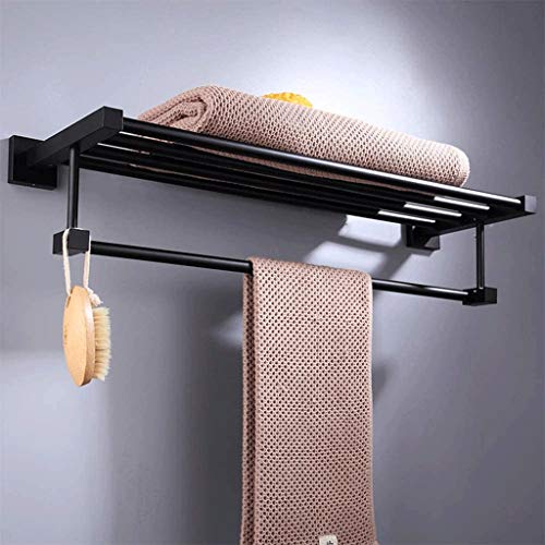 N/A Space Aluminum Towel Rack, Wall-Mounted Towel Holder Organizer Towel Shelf Storage Rail for Bathroom Kitchen