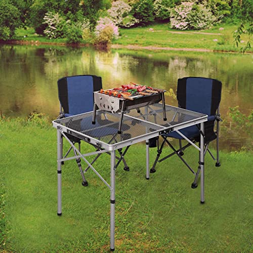 REDCAMP Folding Portable Grill Table for Camping, Lightweight Aluminum Metal Grill Stand Table for Cooking Outdoor BBQ, Easy to Assemble with Adj