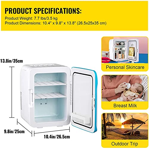 SXxingkong Mini Refrigerator, 10L/12 Cans AC/DC Portable Heater and Cooler for Bedroom, Office, Car, Boat, Dorm, Cosmetics, Lightweight Beauty Re