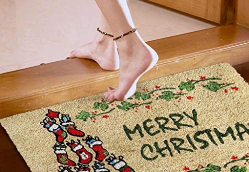 Coco&Coir Door Mat| Non-Slip | Thick Coir | Premium Quality | Rubber Backed | Eco-Friendly | Indoor | Outdoor | Heavy Duty | Christmas Theme | Xm